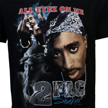 Band Merchandise 2PAC Tupac Shakur All Eyez On Me T-Shirt Black - Image 3