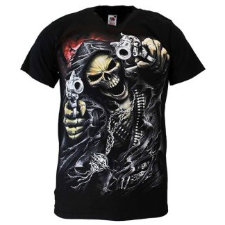 Reaper Skull T-Shirt 'Two Guns' Black/Red