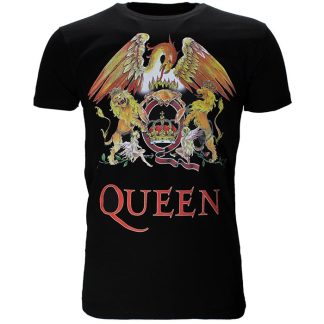 Band Merchandise Queen Classic Crest Logo Band T-Shirt Black
