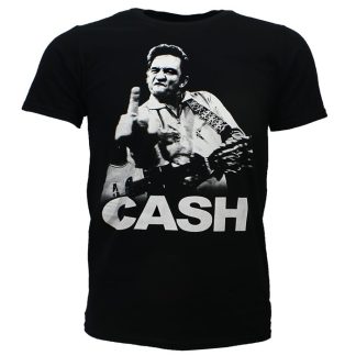 Band Merchandise Johnny Cash Middle Finger T-Shirt Black