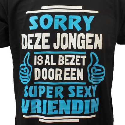Fun & Fashion Sorry This Man Is Taken By A Super Hot Girlfriend T-Shirt Black - Image 4
