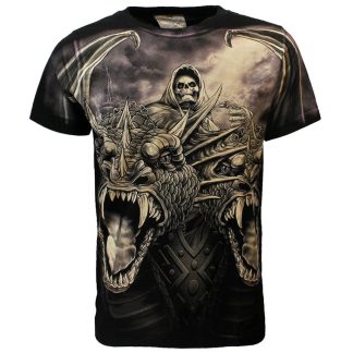 Rock Eagle Biker The Serpent Double Headed Dragon T-Shirt Black/Purple - Officially Licensed