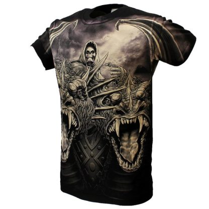 Rock Eagle Biker The Serpent Double Headed Dragon T-Shirt Black/Purple - Officially Licensed - Image 5