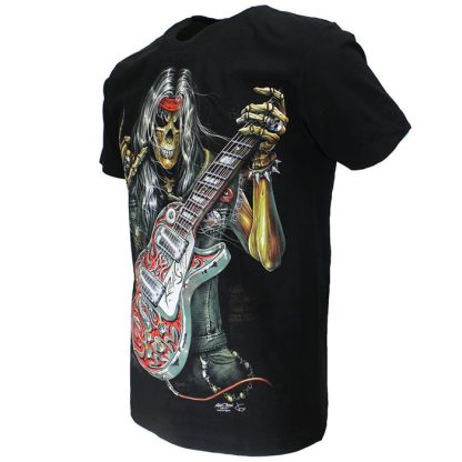 Skull Rock Guitar Metal T-Shirt Black - Image 3
