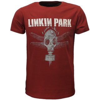 Band Merchandise Linkin Park Dragon Fly Gas Mask T-Shirt Red