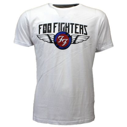 Band Merchandise Foo Fighters Flash Wings Band T-Shirt White