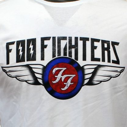 Band Merchandise Foo Fighters Flash Wings Band T-Shirt White - Image 3