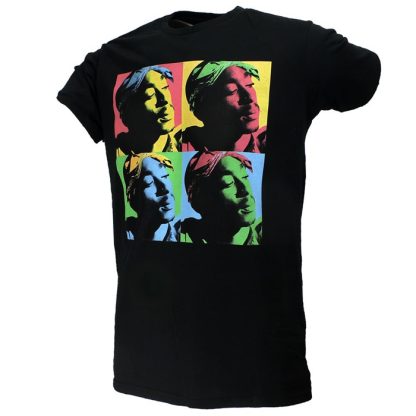 Band Merchandise Tupac 2PAC Pop-Art T-Shirt Black - Image 2