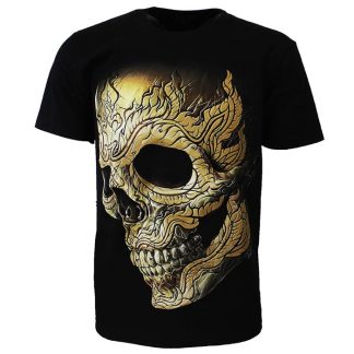 Pierced Skull Rock T-Shirt 3D Glow in The Dark Black