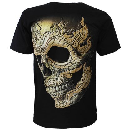 Pierced Skull Rock T-Shirt 3D Glow in The Dark Black - Image 3