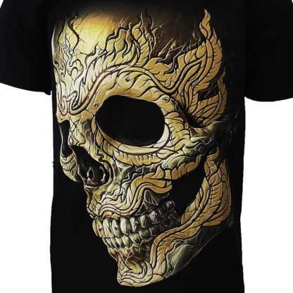 Pierced Skull Rock T-Shirt 3D Glow in The Dark Black - Image 4