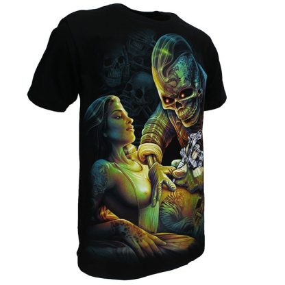 Tattoo Artist Skeleton 3D T-Shirt Black Glow in the Dark - Image 4