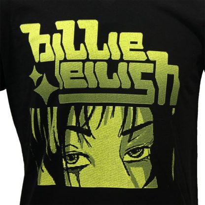 Band Merchandise Billie Eilish Anime Billie Logo T-Shirt - Image 3