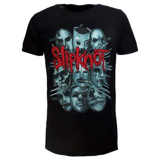Band Merchandise Slipknot Masks Band T-Shirt Black
