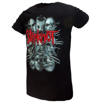 Band Merchandise Slipknot Masks Band T-Shirt Black - Image 2