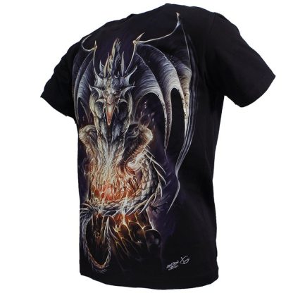 Biker 3D Glow in the Dark Dragon T-Shirt Black - High Quality - Image 3