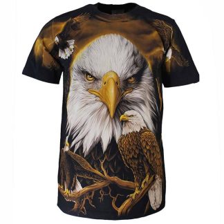 Rock Eagle All over Print Eagle T-shirt Black/White/Yellow