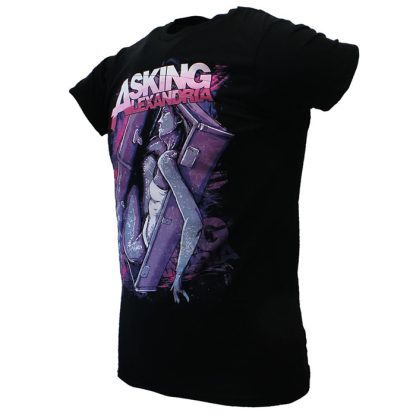 Band Merchandise Asking Alexandria Coffin Girl T-Shirt Black - Image 2