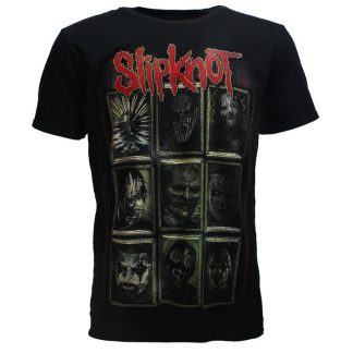 Band Merchandise Slipknot New Masks Band T-Shirt Black