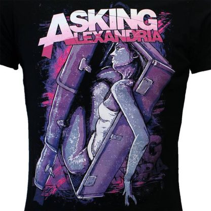Band Merchandise Asking Alexandria Coffin Girl T-Shirt Black - Image 3
