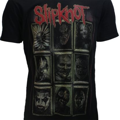 Band Merchandise Slipknot New Masks Band T-Shirt Black - Image 5