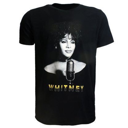 Band Merchandise Whitney Houston Photo T-Shirt Black