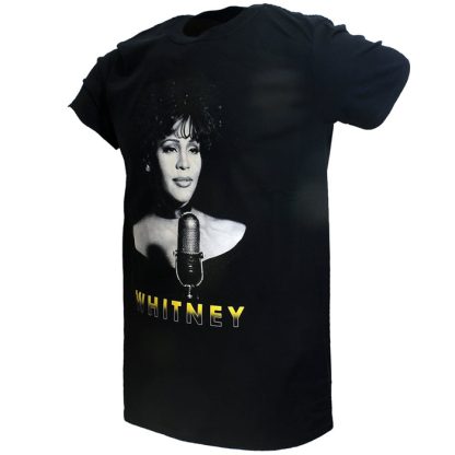 Band Merchandise Whitney Houston Photo T-Shirt Black - Image 2