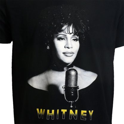 Band Merchandise Whitney Houston Photo T-Shirt Black - Image 3