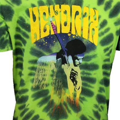 Band Merchandise Jimi Hendrix Hear The Vibe Dip Dye T-Shirt - Image 4