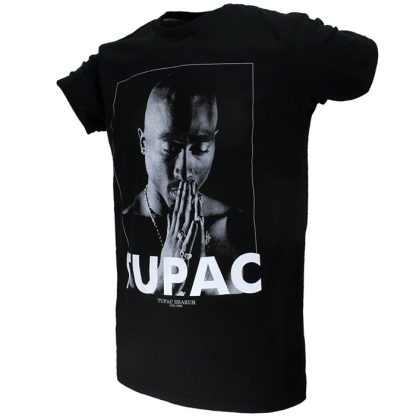 Band Merchandise 2PAC Tupac Praying T-Shirt Black - Image 2
