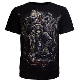 Biker Skull Skeleton Band Glow in the Dark T-Shirt - Original Design