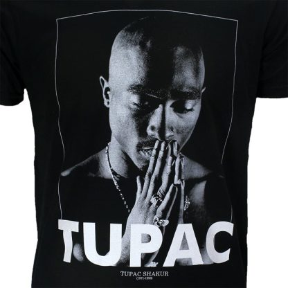 Band Merchandise 2PAC Tupac Praying T-Shirt Black - Image 3