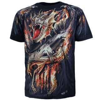 Biker Fire Dragon T-Shirt Black - High Quality