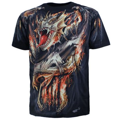 Biker Fire Dragon T-Shirt Black - High Quality