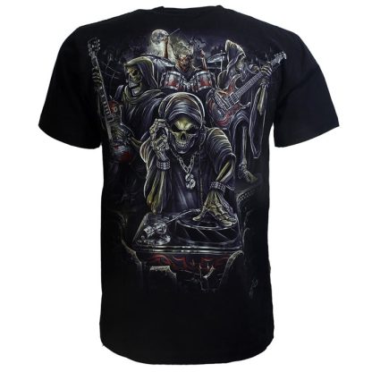 Biker Skull Skeleton Band Glow in the Dark T-Shirt - Original Design - Image 2