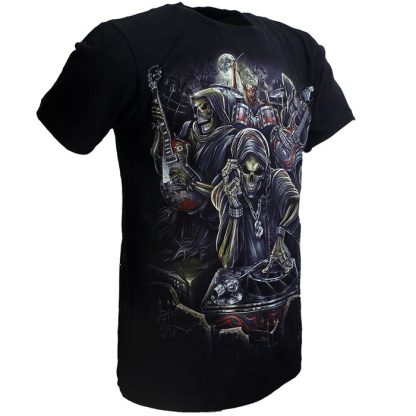 Biker Skull Skeleton Band Glow in the Dark T-Shirt - Original Design - Image 3