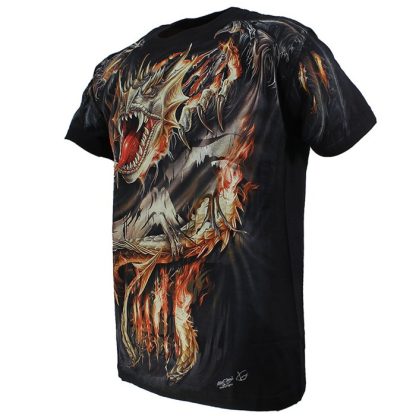 Biker Fire Dragon T-Shirt Black - High Quality - Image 3