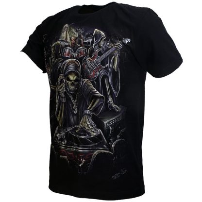 Biker Skull Skeleton Band Glow in the Dark T-Shirt - Original Design - Image 4