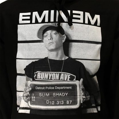 Band Merchandise Eminem Slim Shady Mugshot Hoodie Pullover - Image 3