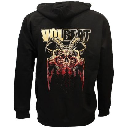Band Merchandise Volbeat Bleeding Crown Skull Backprint Hoodie Pullover Sweater Black - Image 2