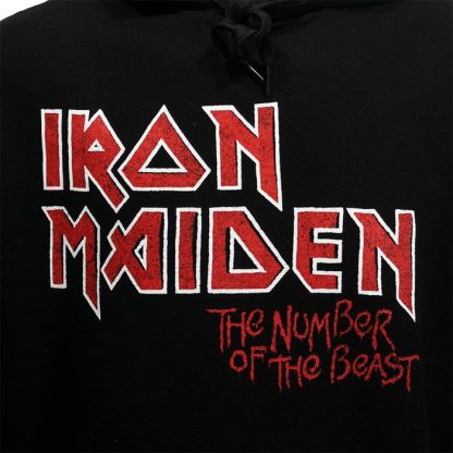 Band Merchandise Iron Maiden Hoodie Number Of The Beast Faded Edge Vintage Sweater Pullover - Image 6