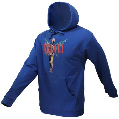 Band Merchandise Nirvana Angelic Band Hoodie Sweater Blue - Image 2