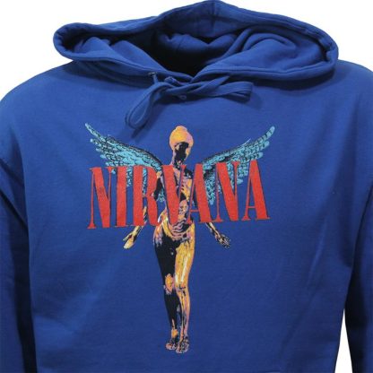 Band Merchandise Nirvana Angelic Band Hoodie Sweater Blue - Image 4