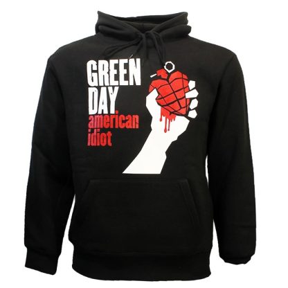 Band Merchandise Green Day American Idiot Logo Hoodie Pullover Sweater Black - Image 2