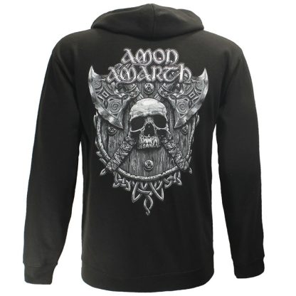 Band Merchandise Amon Amarth Gray Skull Hoodie Sweater - Image 3