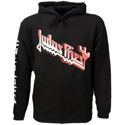 Band Merchandise Judas Priest Firepower Zipper Hoodie Sweater Jacket Black/Orange - Image 3