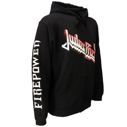 Band Merchandise Judas Priest Firepower Zipper Hoodie Sweater Jacket Black/Orange - Image 4