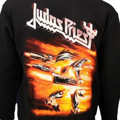 Band Merchandise Judas Priest Firepower Zipper Hoodie Sweater Jacket Black/Orange - Image 6