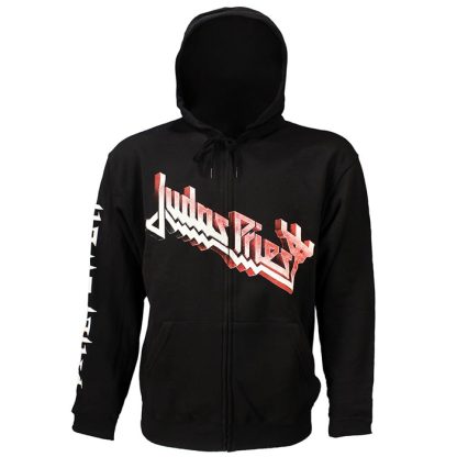 Band Merchandise Judas Priest Firepower Zipper Hoodie Sweater Jacket Black/Orange - Image 7