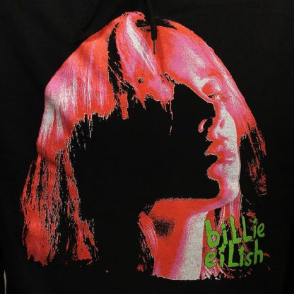 Band Merchandise Billie Eilish Neon Shadow Pink Pullover Sweater - Image 3